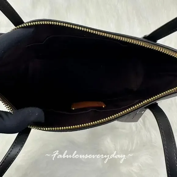 Coach Fiona Zip Tote Bag In Signature Canvas/Gold/Walnut/Black CBT18 NWT - Picture 7 of 8